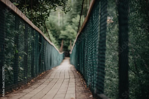Obraz wiszący mostek w górach