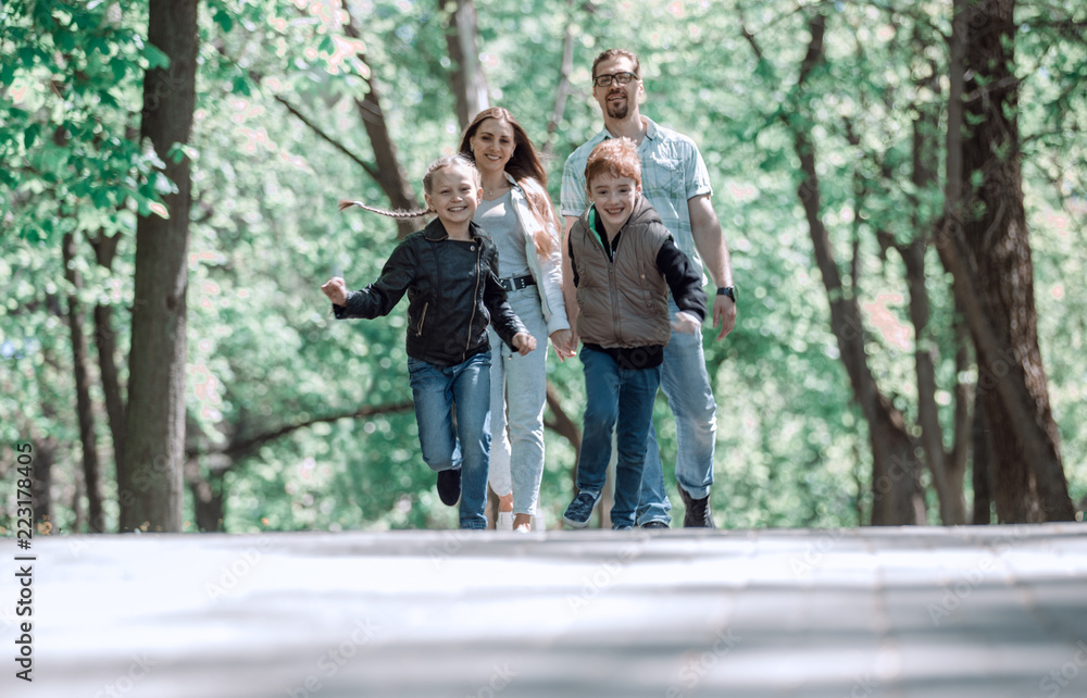 parents with children in the city Park. parents with children in the city Park.