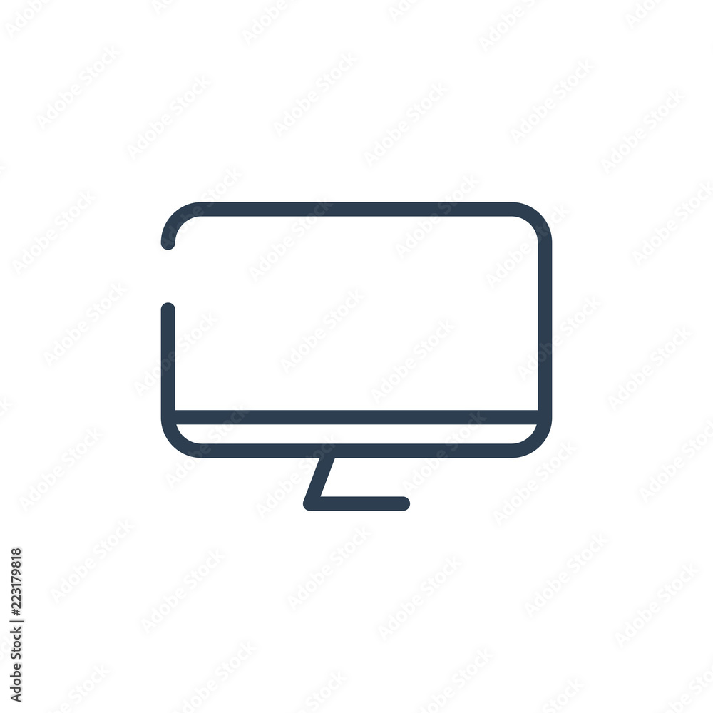 Computer monitor icon. Flat PC symbol. Vector line art Computer monitor icon. Flat PC symbol. Vector line art
