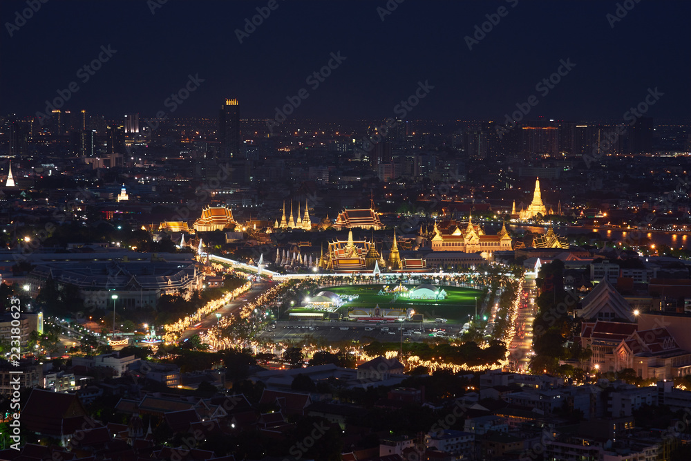 night landscape of grand palace of thailand for ceremonies king birthday