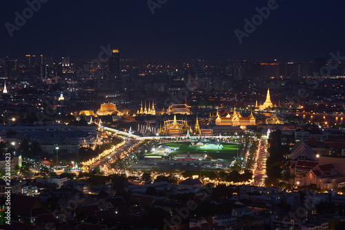 night landscape of grand palace of thailand for ceremonies king birthday