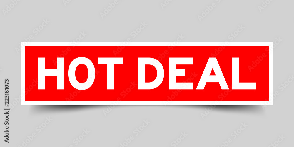 Red sticker with word hot deal on gray background Red sticker with word hot deal on gray background