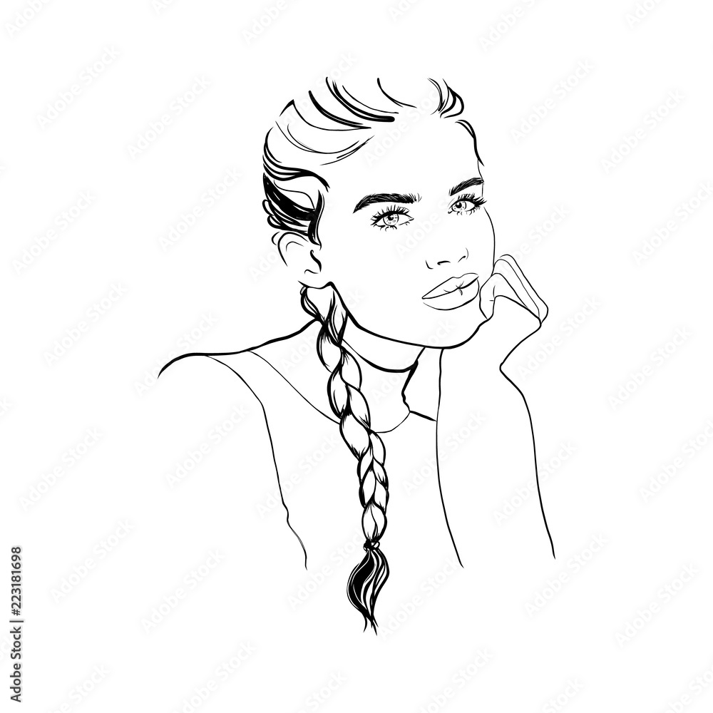 Beautiful Young Women With Fashion Trendy Hairstyles. Vector Sketch  Illustration. Royalty Free SVG, Cliparts, Vectors, and Stock Illustration.  Image 120653169.
