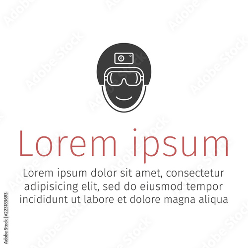 A man with a camera on his helmet. Vector icon.
