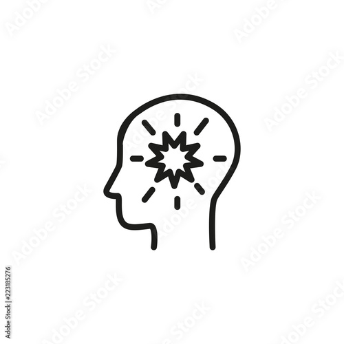 Headache line icon. Head, profile, star, blow. Health care concept. Can be used for topics like disease, migraine, symptoms