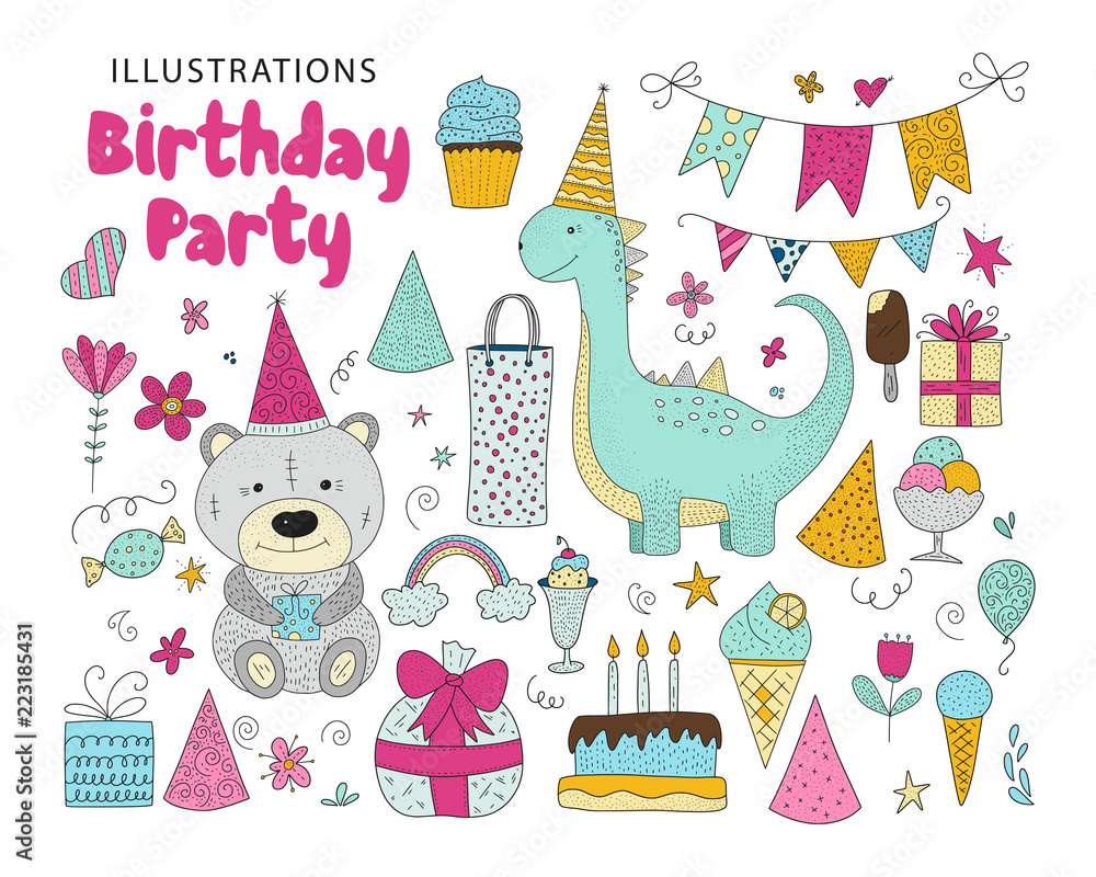 Big set of birthday party vector clip arts. 