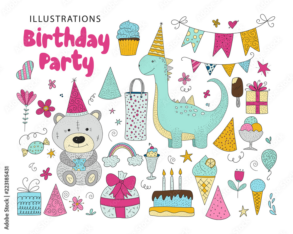 Big set of birthday party vector clip arts. Big set of birthday party vector clip arts.