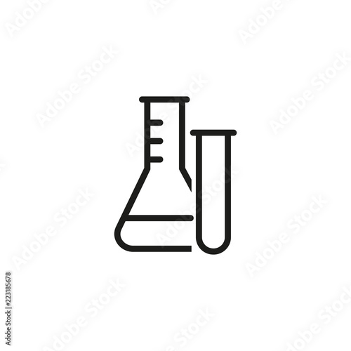 Test tube and flask line icon. Glass, scale, equipment. Laboratory concept. Can be used for topics like chemical study, medical analysis, research