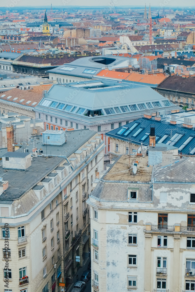 Top View at Budapest, old Hungarian Houses