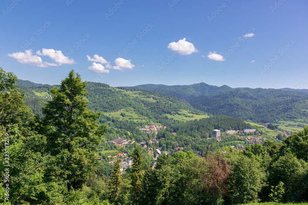 Beautiful Pieniny, view from Palenica to a small spa town - Szczawnica