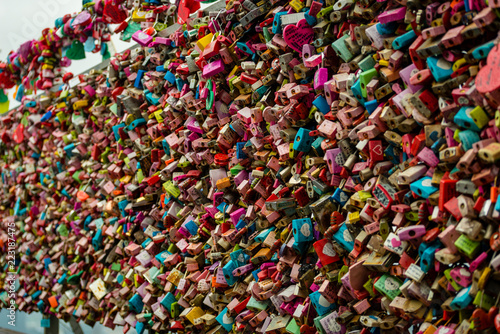 Wall of padlocks in Seoul