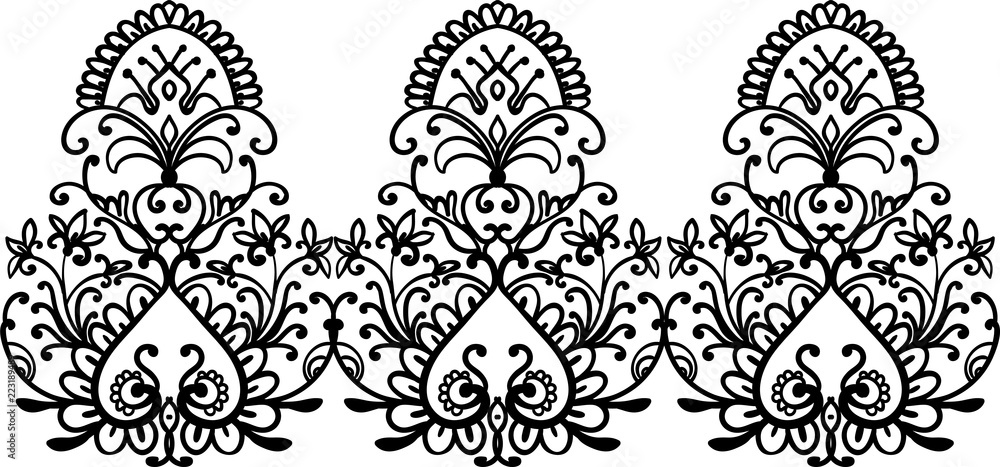 Vetor de Lace elegant seamless baroque pattern vector. Embroidery design.  Luxury style do Stock
