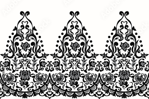 Lace elegant seamless baroque pattern vector. Embroidery design. Luxury style