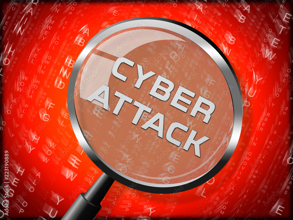 Fototapeta premium Cyberattack Malicious Cyber Hack Attack 3d Rendering