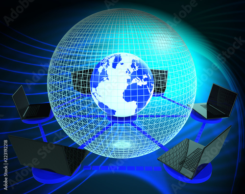 Interconnected Globe World Technology Link 3d Rendering