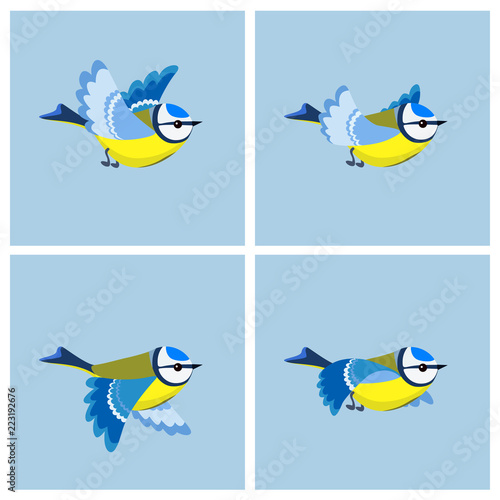 Flying Blue Tit animation sprite sheet