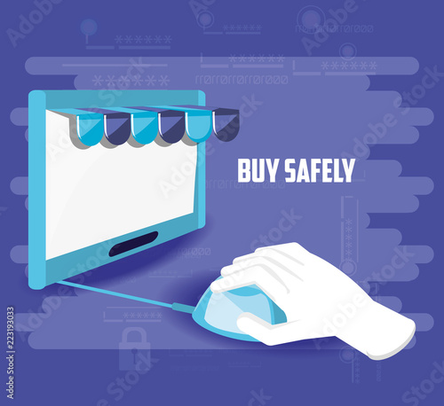 buy safely online with hand using mouse