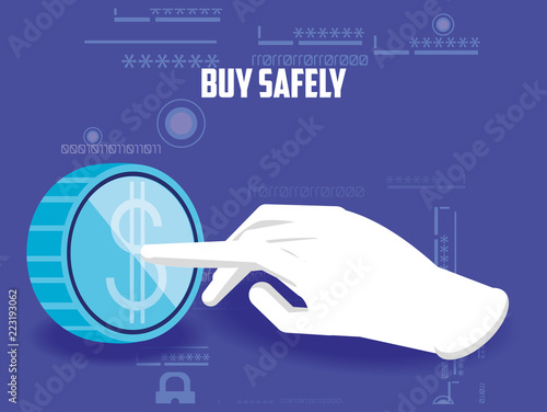 buy safely online with hand and coin
