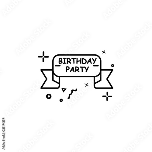 happy birthday ribbon dusk style icon. Element of birthday party in dusk style icon for mobile concept and web apps. Thin line happy birthday ribbon icon can be used for web