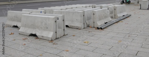 Concrete bollard on the Breitscheidplatz in Charlottenburg, Berlin photo