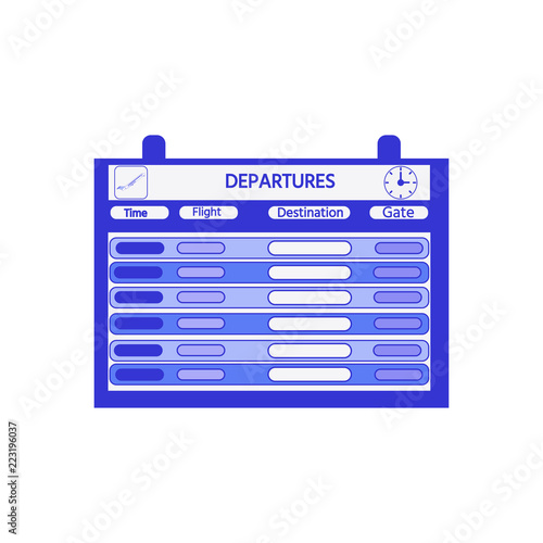 Airport timetable sign with departure or arrival.  Airport scoreboard template. Vector illustration.