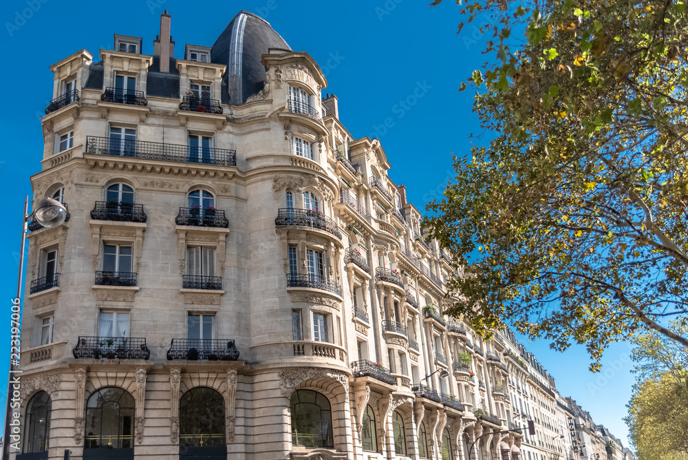 Paris, beautiful building boulevard Richard-Lenoir, typical parisian facade 
