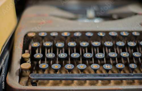 English alphabet keyboard of an old-fashioned retro.