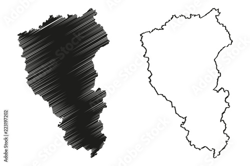 Kemerovo Oblast (Russia, Subjects of the Russian Federation, Oblasts of Russia) map vector illustration, scribble sketch Kemerovo Oblast map