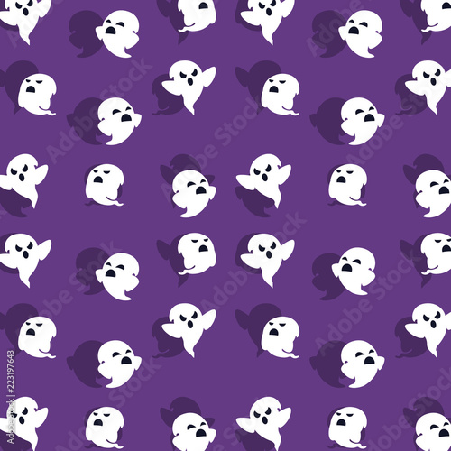 halloween card with ghost pattern background