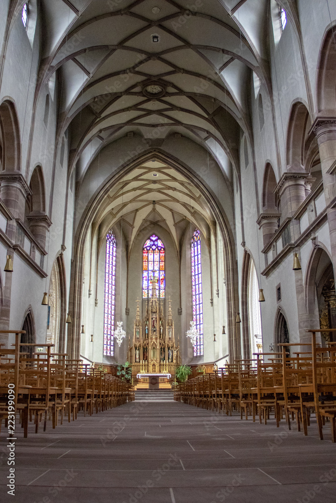 Molsheim. Intérieur de l'église saint Georges, Bas-Rhin, Alsace. Grand Est