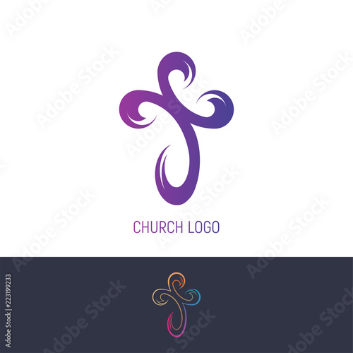 Abstract christian cross logo vector template. Church logo. photo