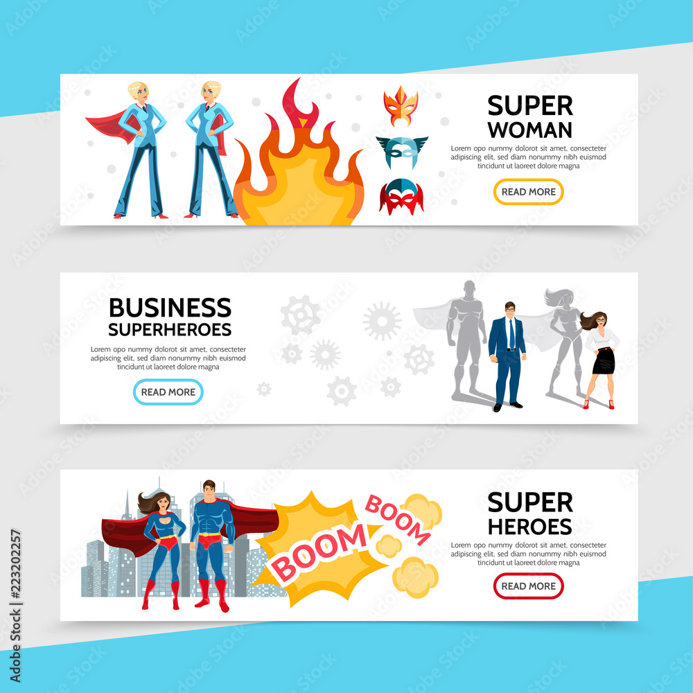 Flat Superhero Horizontal Banners Flat Superhero Horizontal Banners