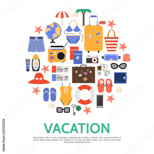 Flat Beach Vacation Concept