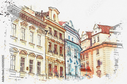 Canvas Print illustration or watercolor sketch