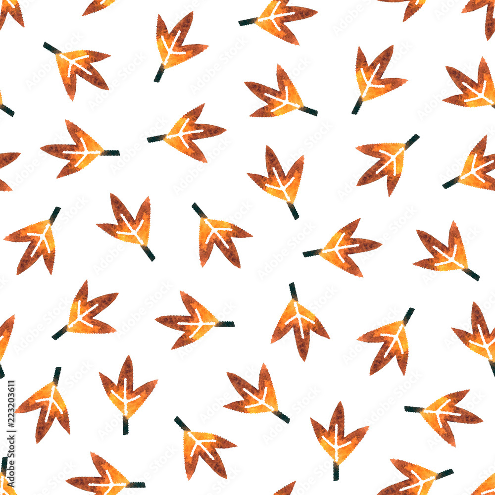 brown watercolor leaves seamless pattern isolated on white background with clipping path brown watercolor leaves seamless pattern isolated on white background with clipping path