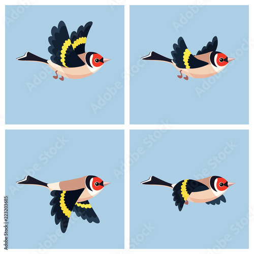 Flying European Goldfinch animation sprite sheet