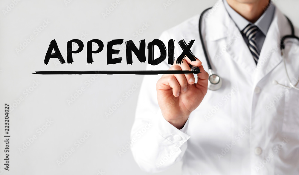 Doctor writing word APPENDIX with marker, Medical concept Doctor writing word APPENDIX with marker, Medical concept