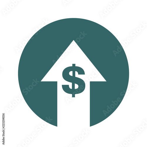 Cost symbol increase icon. Vector symbol image isolated on background