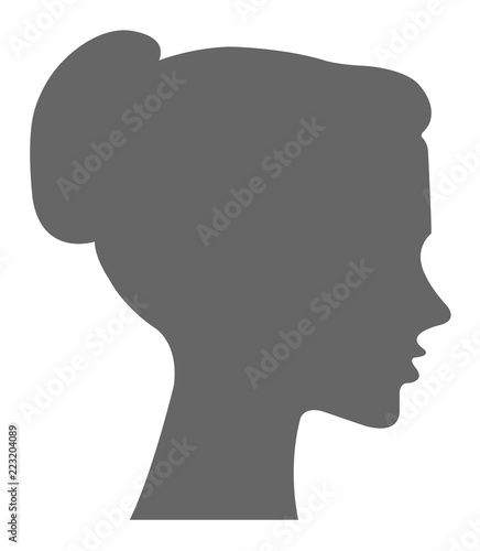 Woman with sign vector heads talking. Gender sign silhouette shape