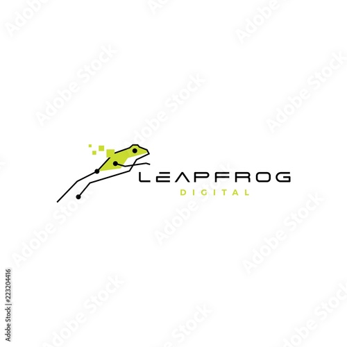 leap frog tech digital logo vector icon design inspirations