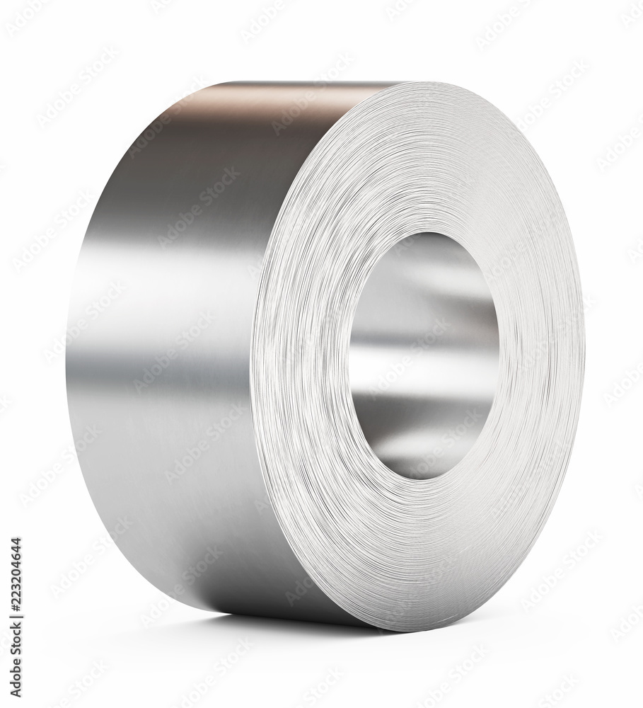 Steel sheet in roll, rolled metal products. Isolated on white background, clipping path included. 3d illustration. Steel sheet in roll, rolled metal products. Isolated on white background, clipping path included. 3d illustration.