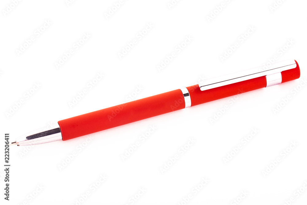 A red automatic ball pen for records A red automatic ball pen for records