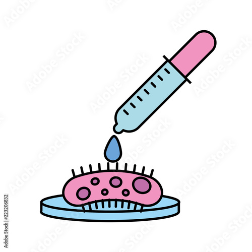 dropper pouring reagent on virus petri dish test