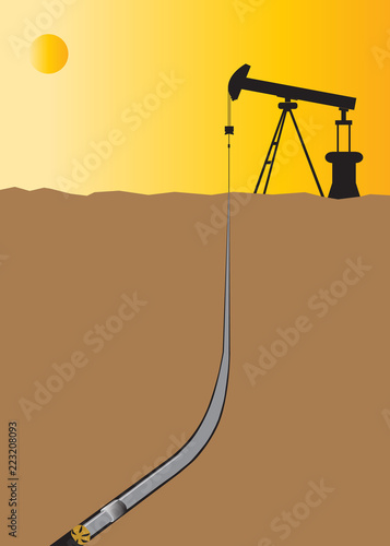 Oil pump drilling land rig industry vector. Oil and gas industry symbol design illustration