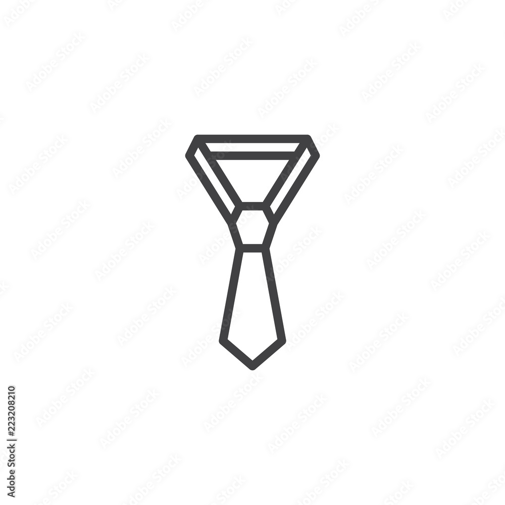 Necktie outline icon. linear style sign for mobile concept and web design. Businessman Tie simple line vector icon. Dress code symbol, logo illustration. Vector graphics Necktie outline icon. linear style sign for mobile concept and web design. Businessman Tie simple line vector icon. Dress code symbol, logo illustration. Vector graphics