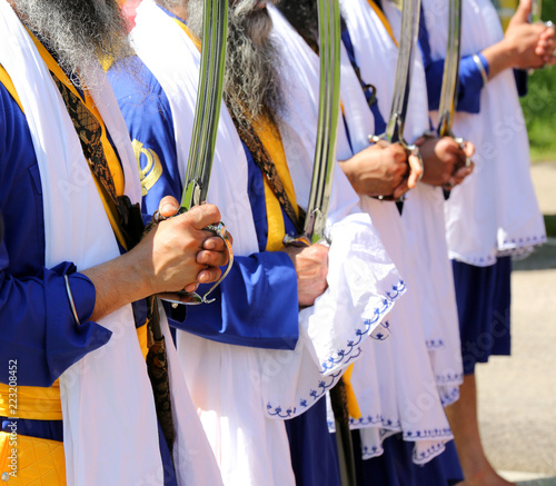 many sikh men during a religious celebration