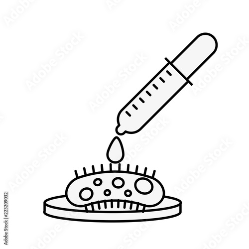 dropper pouring reagent on virus petri dish test
