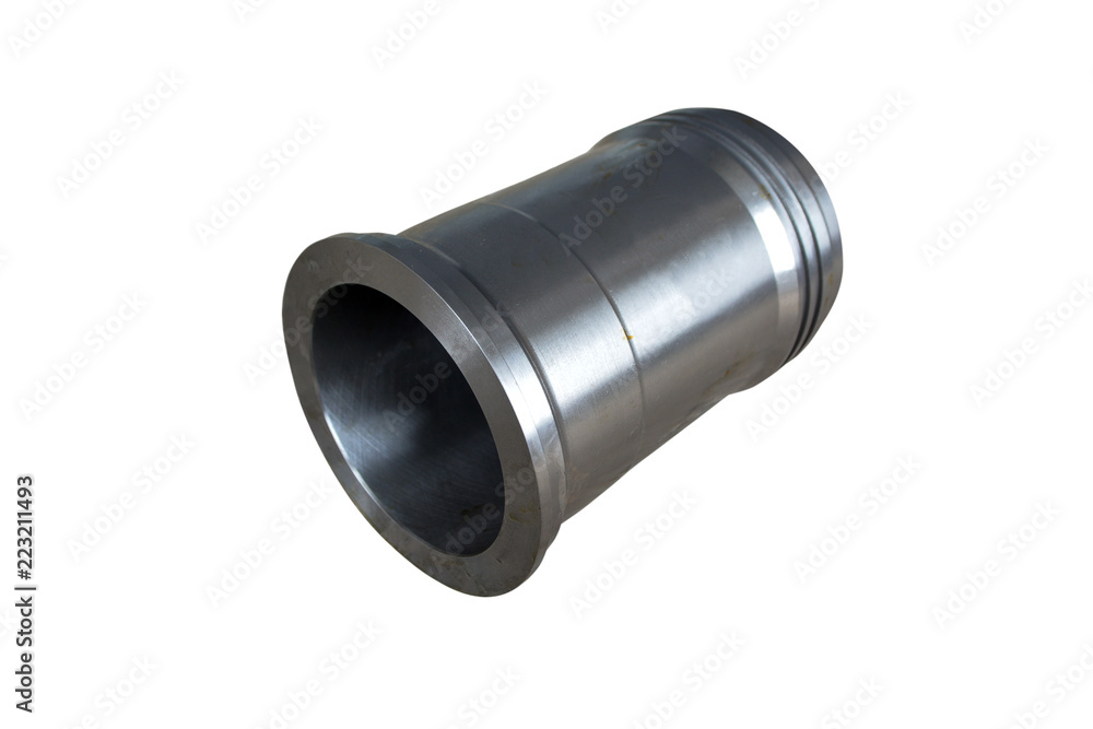engine cylinder liner close up on isolated white background engine cylinder liner close up on isolated white background
