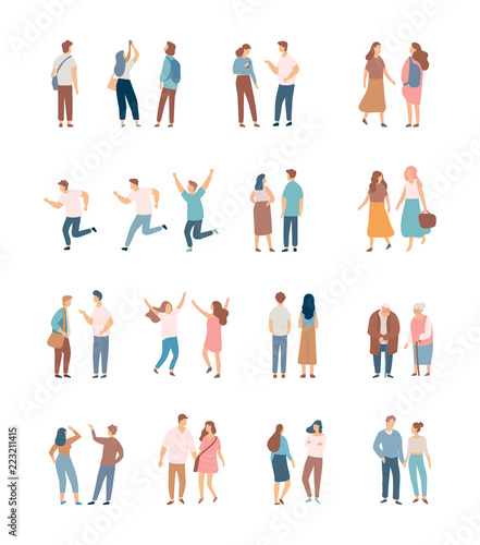 Crowd. Different People vector set3. Male and female flat characters isolated on white background.