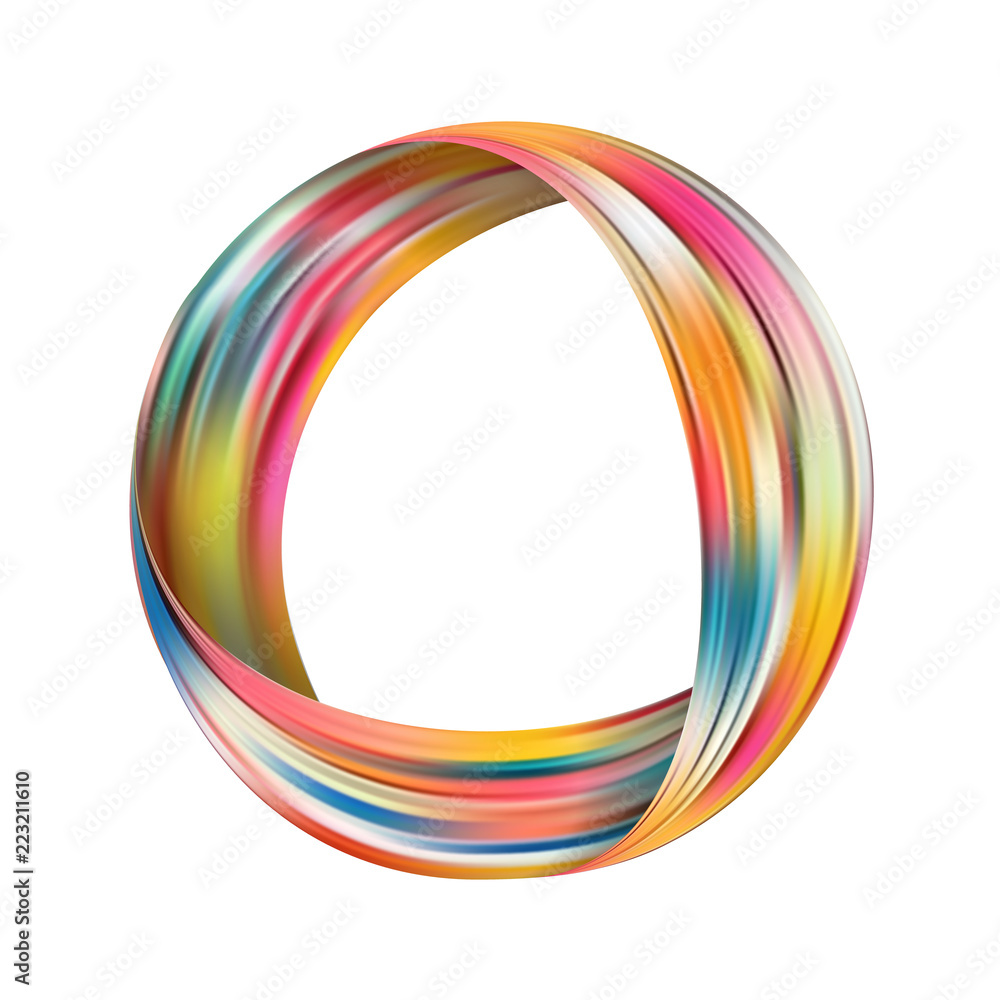 Obraz premium Circle colorful flow poster. Realistic wave ring.